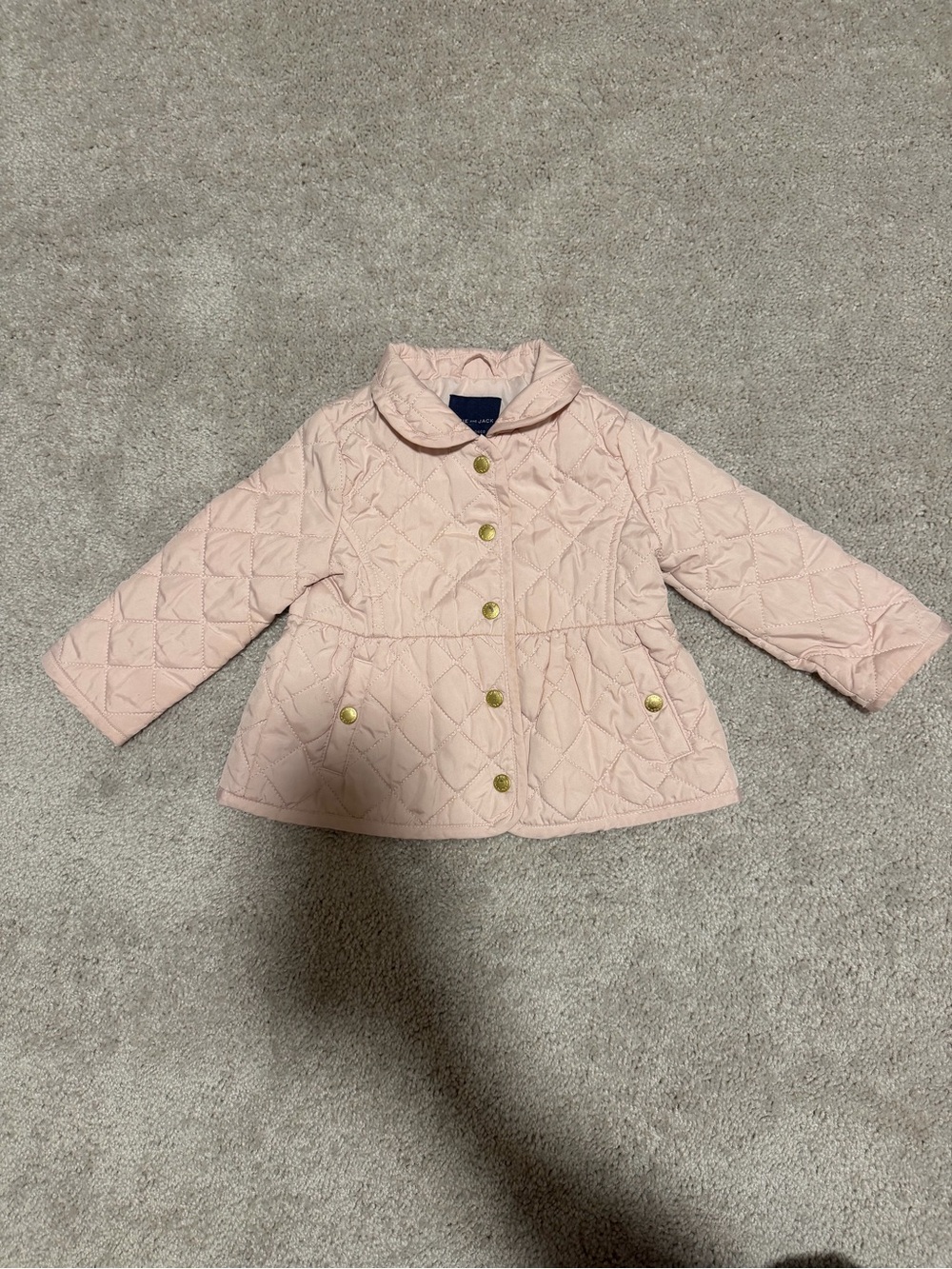 Janie and Jack Quilted Pale Pink Jacket with Gold Buttons